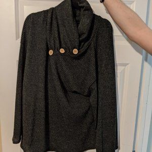 Greenish Sweater with Button Collar